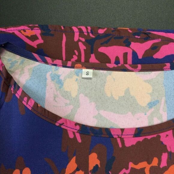 Women's Multicolor Long Sleeve Abstract Allover Print ShiftDress Size Small - Picture 7 of 9